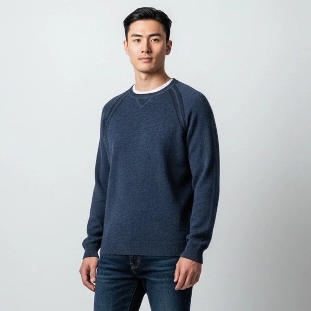 Tommy Bahama‎ Men's Reversible Cashmere Blend Crew Sweater - Ocean Deep M